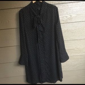 Banana Republic Polka Dotted Tie Neck Dress